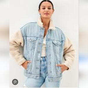American Eagle Denim Sherpa Jean Jacket